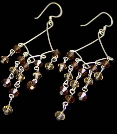 Long dangle silver earrings