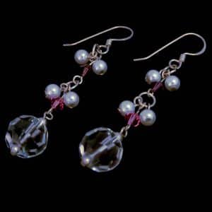 Beaded dangle earrings-sterling silver