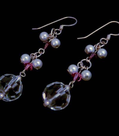 Beaded dangle earrings-sterling silver