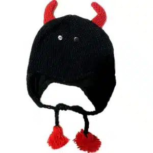 Black red devil wool hat