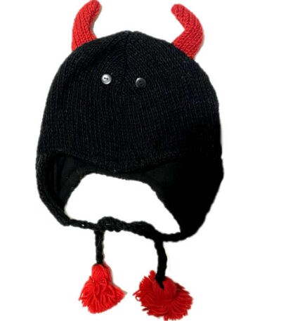 Black red devil wool hat