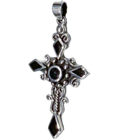 Silver BLACK cross necklace