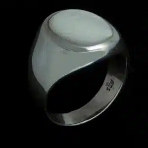 Large size real mother pearl silver ring