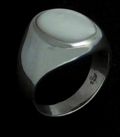 Large size real mother pearl silver ring