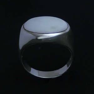 Big size real mother pearl silver ring