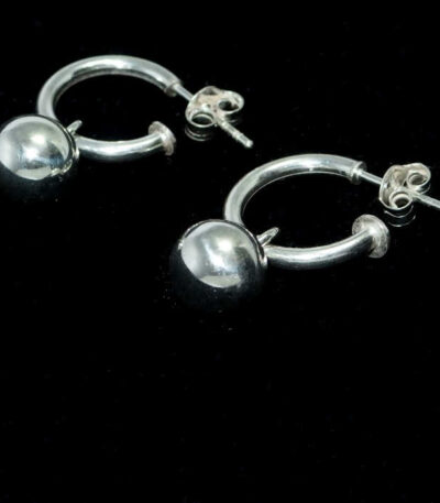 Silver hoop huggie earrings