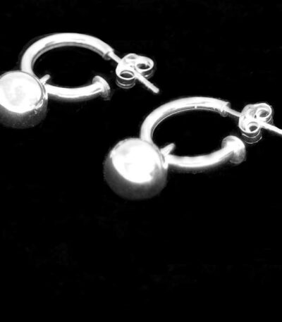 Silver hoop huggie earrings