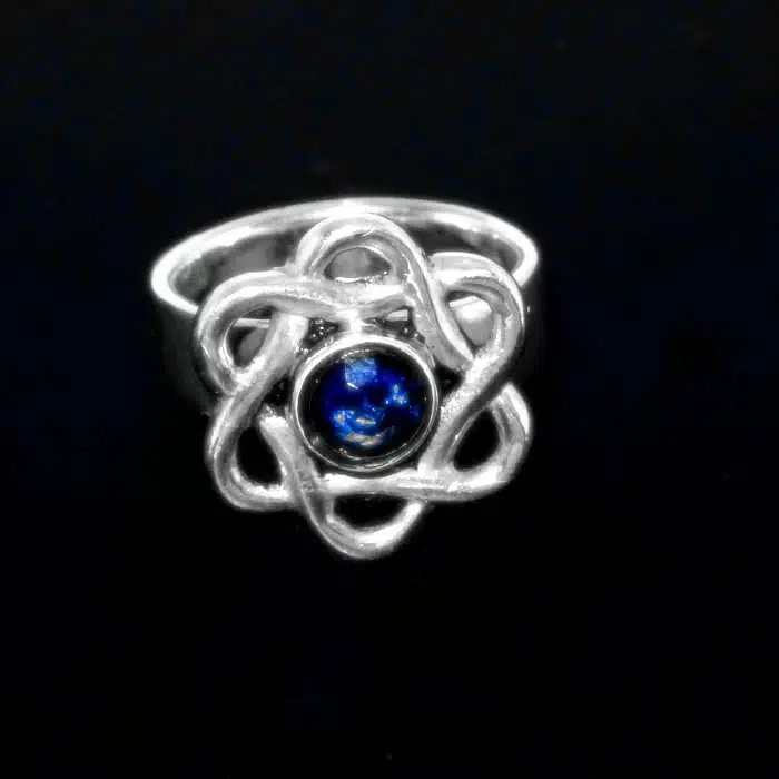 Blue Sapphire CZ Rings Chunky silver flower ring