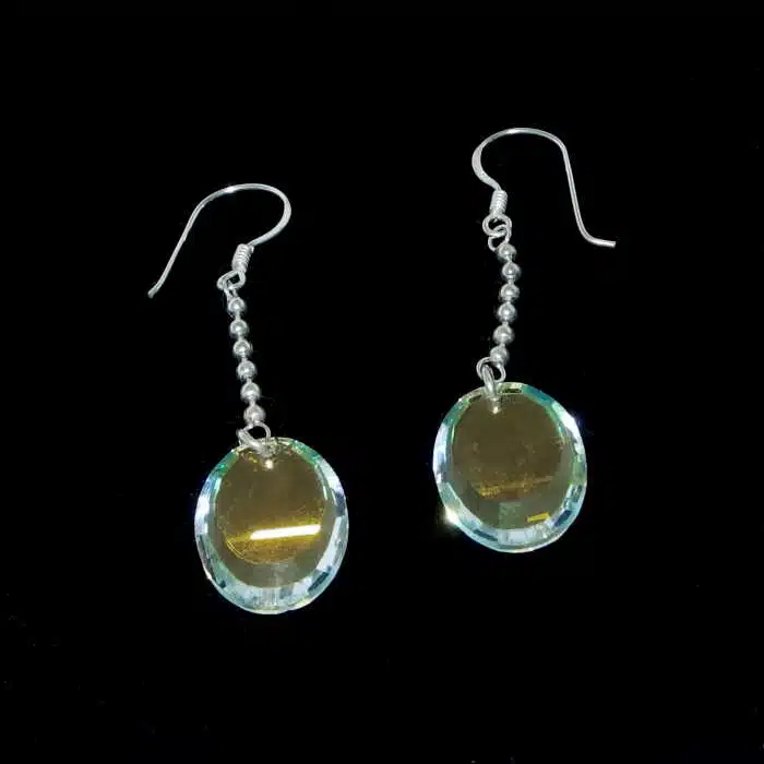 Iridescent Silver Dangle Earrings Sparkly silver earrings NZ