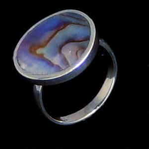 Silver paua shell ring NZ