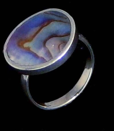 Silver paua shell ring NZ