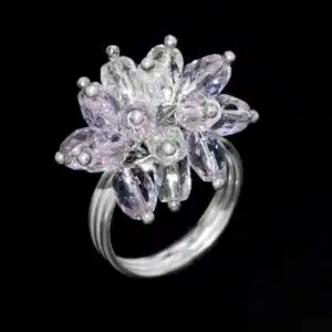 Rose quartz Cluster ring