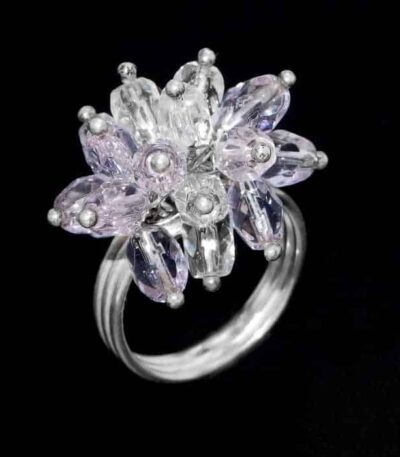 Rose quartz Cluster ring