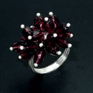 Silver Amethyst Cluster ring