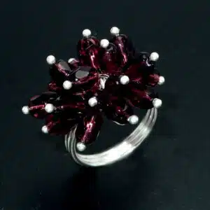 Silver Amethyst Cluster ring