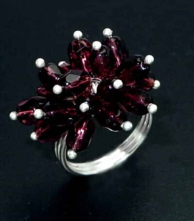 Silver Amethyst Cluster ring