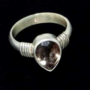 Real smokey topaz silver ring