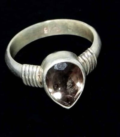 Real smokey topaz silver ring
